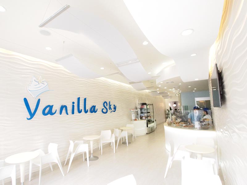 image of commercial interior design project - Vanilla sky frozen yogurt restaurant - by Anastasios Interiors